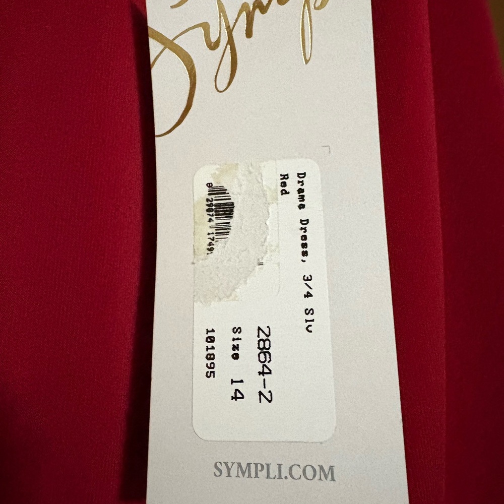 Sympli (Red) Asymmetrical 3/4 Sleeve Dress - Picture 6 of 14
